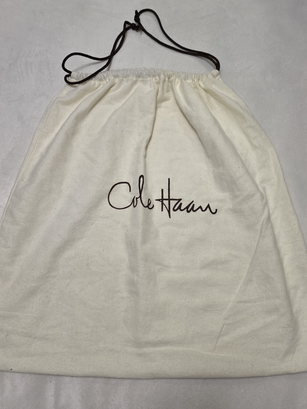 Cole Haan Canvas Dust Bag in Cream with Brown Logo